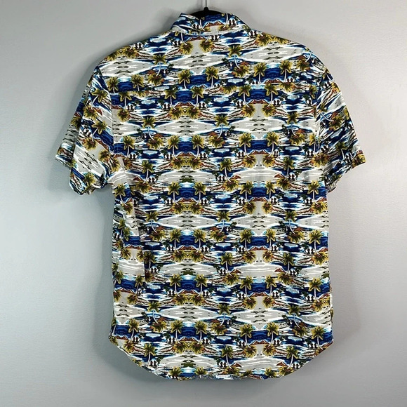 MBX Mens Paradise Shirt Short Sleeve Button Up Blue Green Cotton Hawaiian Size M - Picture 6 of 11